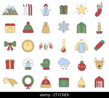 Set of White Christmas Snowflakes Icons on Wine Red Background Stock ...