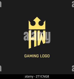 Monogram HW logo shield crown shape, elegant and luxury initial logo style vector graphic Stock Vector