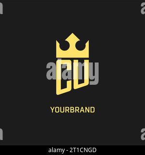 Monogram CU logo shield crown shape, elegant and luxury initial logo style vector graphic Stock Vector