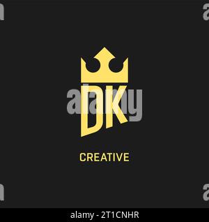 Monogram DK logo shield crown shape, elegant and luxury initial logo style vector graphic Stock Vector