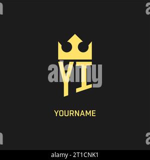 Monogram YI logo shield crown shape, elegant and luxury initial logo style vector graphic Stock Vector