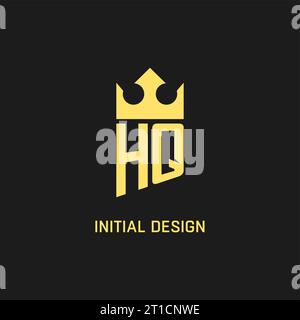 Monogram HQ logo shield crown shape, elegant and luxury initial logo style vector graphic Stock Vector