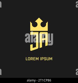 Monogram JA logo shield crown shape, elegant and luxury initial logo style vector graphic Stock Vector