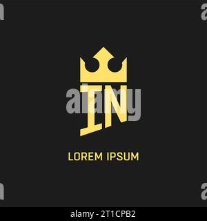 Monogram IN logo shield crown shape, elegant and luxury initial logo style vector graphic Stock Vector