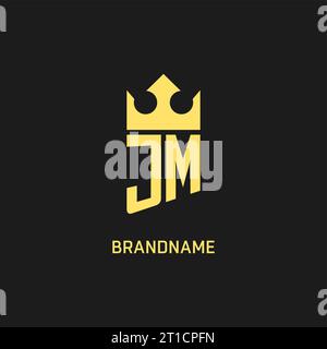 Monogram JM logo shield crown shape, elegant and luxury initial logo style vector graphic Stock Vector