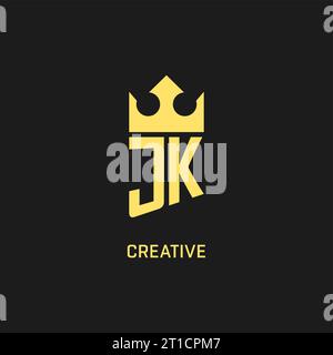 Monogram JK logo shield crown shape, elegant and luxury initial logo style vector graphic Stock Vector