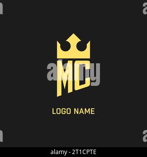 Monogram MC logo shield crown shape, elegant and luxury initial logo style vector graphic Stock Vector