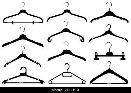 Illustration of different coat hangers isolated on white Stock Photo