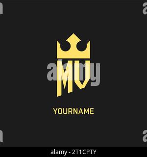 Monogram MV logo shield crown shape, elegant and luxury initial logo style vector graphic Stock Vector