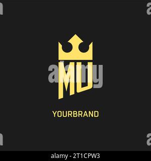 Monogram MU logo shield crown shape, elegant and luxury initial logo style vector graphic Stock Vector
