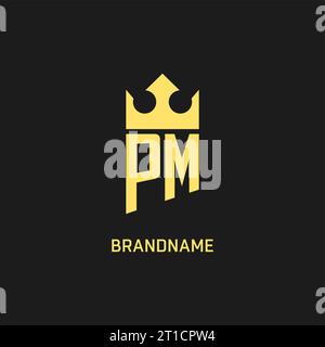 Monogram PM logo shield crown shape, elegant and luxury initial logo style vector graphic Stock Vector
