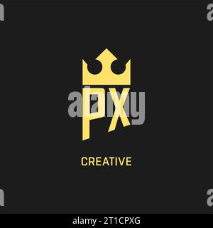 Monogram PX logo shield crown shape, elegant and luxury initial logo style vector graphic Stock Vector