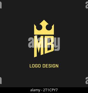 Monogram MB logo shield crown shape, elegant and luxury initial logo style vector graphic Stock Vector