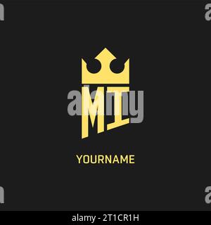 Monogram MI logo shield crown shape, elegant and luxury initial logo style vector graphic Stock Vector