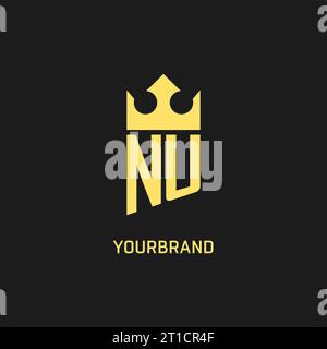 Monogram NU logo shield crown shape, elegant and luxury initial logo style vector graphic Stock Vector
