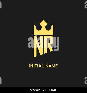 Monogram NR logo shield crown shape, elegant and luxury initial logo style vector graphic Stock Vector