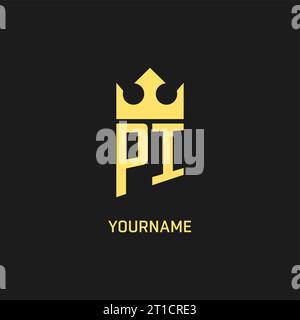 Monogram PI logo shield crown shape, elegant and luxury initial logo style vector graphic Stock Vector