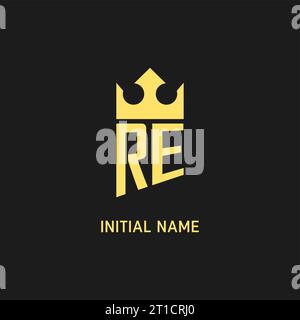 Monogram RE logo shield crown shape, elegant and luxury initial logo style vector graphic Stock Vector