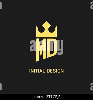 Monogram MD logo shield crown shape, elegant and luxury initial logo style vector graphic Stock Vector