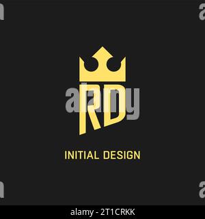 Monogram RD logo shield crown shape, elegant and luxury initial logo style vector graphic Stock Vector