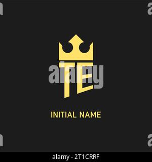 Monogram TE logo shield crown shape, elegant and luxury initial logo style vector graphic Stock Vector