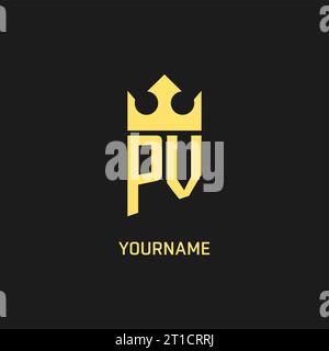 Monogram PV logo shield crown shape, elegant and luxury initial logo style vector graphic Stock Vector