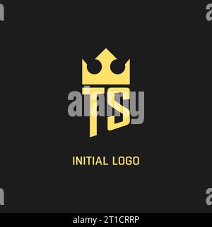 Monogram TS logo shield crown shape, elegant and luxury initial logo style vector graphic Stock Vector