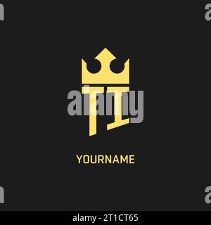 Monogram TI logo shield crown shape, elegant and luxury initial logo style vector graphic Stock Vector