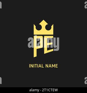 Monogram PE logo shield crown shape, elegant and luxury initial logo style vector graphic Stock Vector