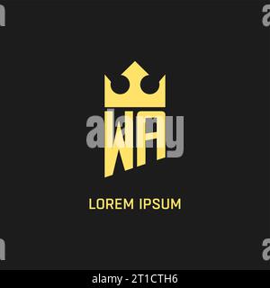 Monogram WA logo shield crown shape, elegant and luxury initial logo style vector graphic Stock Vector
