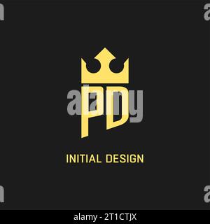 Monogram PD logo shield crown shape, elegant and luxury initial logo style vector graphic Stock Vector