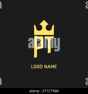 Monogram PT logo shield crown shape, elegant and luxury initial logo style vector graphic Stock Vector