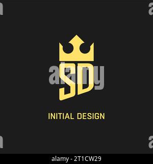 Monogram SD logo shield crown shape, elegant and luxury initial logo style vector graphic Stock Vector