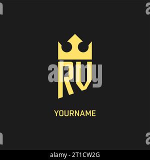 Monogram RV logo shield crown shape, elegant and luxury initial logo style vector graphic Stock Vector