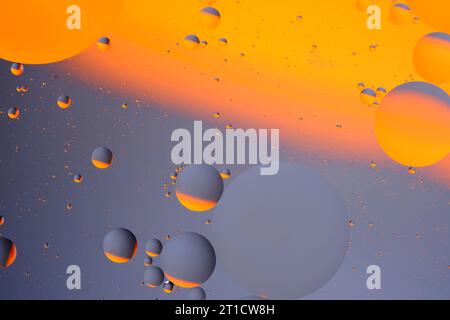Abstract orange gray background with oil circles water surface Stock Photo