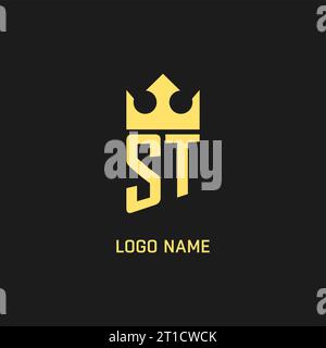 Monogram ST logo shield crown shape, elegant and luxury initial logo style vector graphic Stock Vector