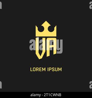 Monogram VA logo shield crown shape, elegant and luxury initial logo style vector graphic Stock Vector