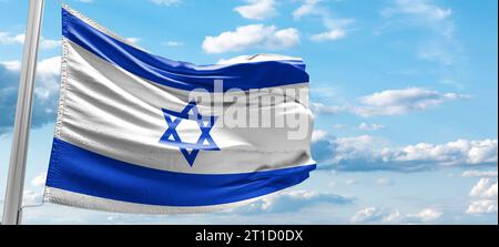 The national flag of the State of Israel .Hamas Attack: Israel Weighs Ground Invasion on Gaza Strip in Risky Strategy Stock Photo