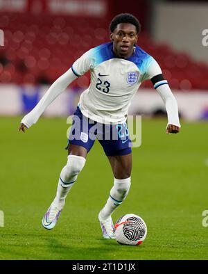 Nottingham, UK. 12th Oct, 2023. Jaden Philogene of England during the UEFA European Under-21 Championship Qualifier match at the City Ground, Nottingham. Picture credit should read: Andrew Yates/Sportimage Credit: Sportimage Ltd/Alamy Live News Stock Photo