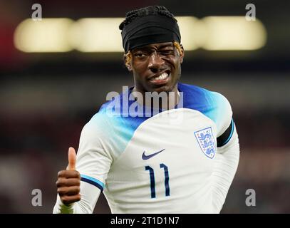 Nottingham, UK. 12th Oct, 2023. Noni Madueke of England during the UEFA European Under-21 Championship Qualifier match at the City Ground, Nottingham. Picture credit should read: Andrew Yates/Sportimage Credit: Sportimage Ltd/Alamy Live News Stock Photo