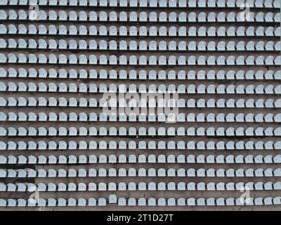 Empty Plastic Chairs at the Stadium. Stock Photo