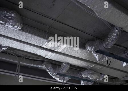 ventilation system in a modern residential apartment during the construction phase, no people Stock Photo