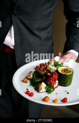 Vegetable dish at Fifteen restaurant, Jamie Oliver's new restaurant in the Pakhuis, Amsterdam, Holland. Stock Photo
