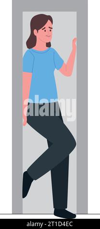 scared woman suffering claustrophobia stress Stock Vector