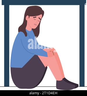 scared woman suffering claustrophobia illustration Stock Vector