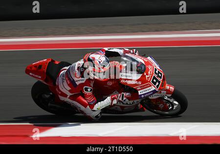 LOMBOK INDONESIA, 13 October, 2023.Pertamina Grand Prix of Indonesia, Mandalika International Circuit. Jake Dixon of Dover, England, riding for the GASGAS Aspar Team during free practice 2 at the Indonesian MotoGP. Credit: Karl Phillipson/Alamy Live News Stock Photo