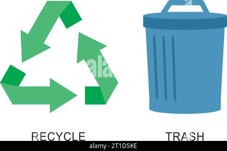 Recycle symbols for trash can or waste bin labels in vector Stock Vector