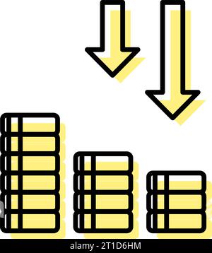 Icon with profit and loss on investment, simple line drawing illustration, Vector Illustration Stock Vector