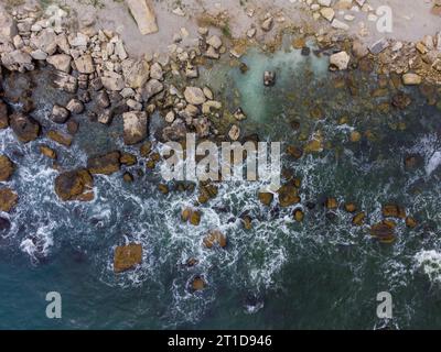 Aerial view of sea waves and fantastic coast Stock Photo - Alamy