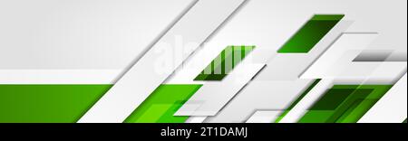 Green and grey geometric technology banner design. Abstract colorful vector background Stock Vector